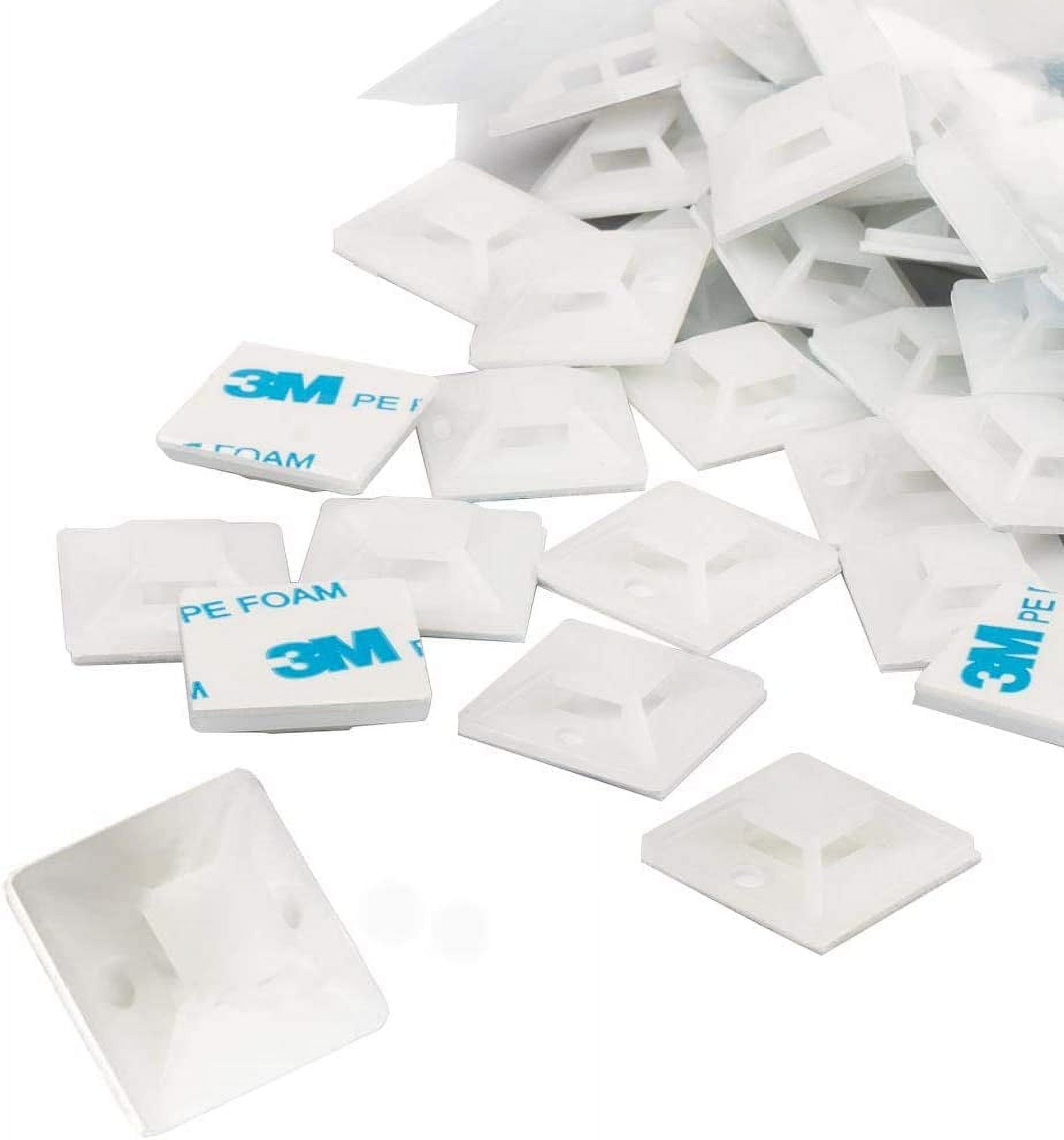 Cable Tie Mounts Small Zip Tie Adhesive Mount, 3/4in 100pcs White
