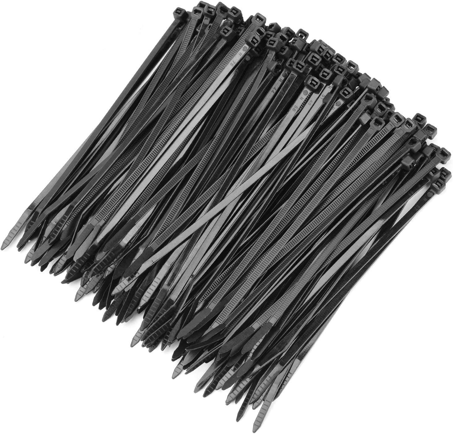 Cable Ties 6 Inch Heavy Duty Zip Ties with 40 Pounds Tensile Strength for Multi-Purpose Use, Self-Locking UV Resistant Nylon Tie Wraps, Indoor and Outdoor Tie Wire. 200 Pcs Black