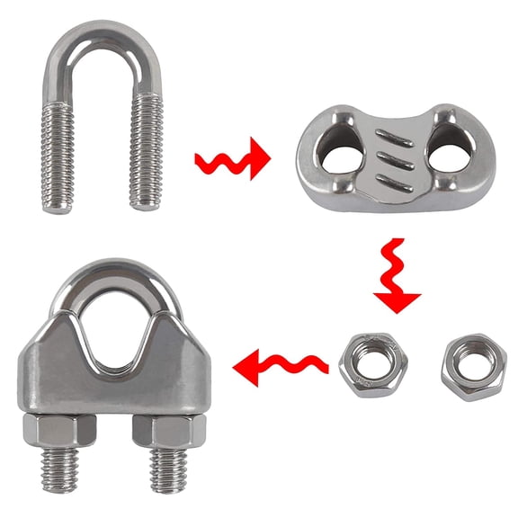 Cable Ties U Bracket Bolt Cable Clip 304 Stainless Steel Cable Clamp Saddle Wire Rope Clips for Outdoor Clothes Drying Rack10PCS M6