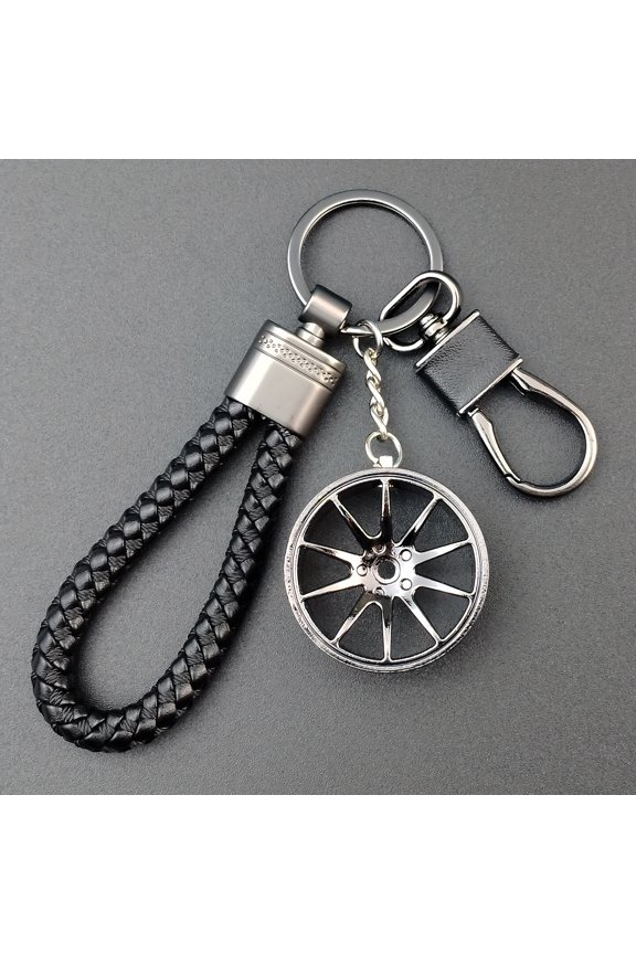Cable Tire Wheel Keychain Compatible for - 37mm Wheel Hub Car Key Accessory, Durable Vehicle Upgrade Gift for Drivers, Car Enthusiast Accessory
