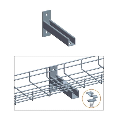 Cable Tray T Wall Holder with Clamp Set, 12", Zinc