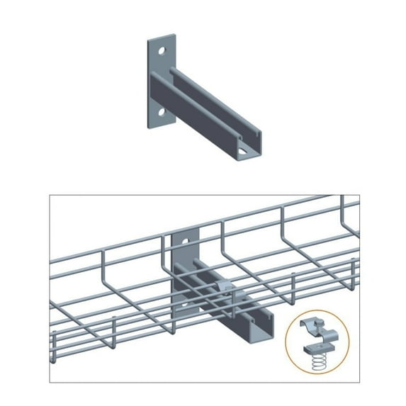 Cable Tray T Wall Holder with Clamp Set, 6", Zinc