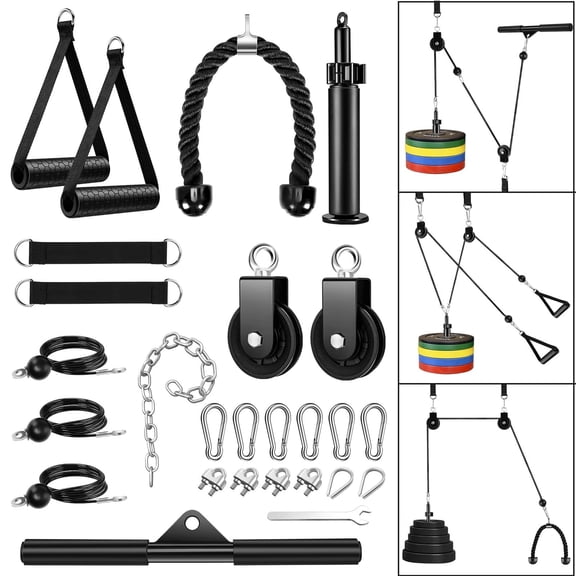 Cable Weight Pulley System for LAT Pulldown Biceps Curl Forearm Shoulder Strength Training