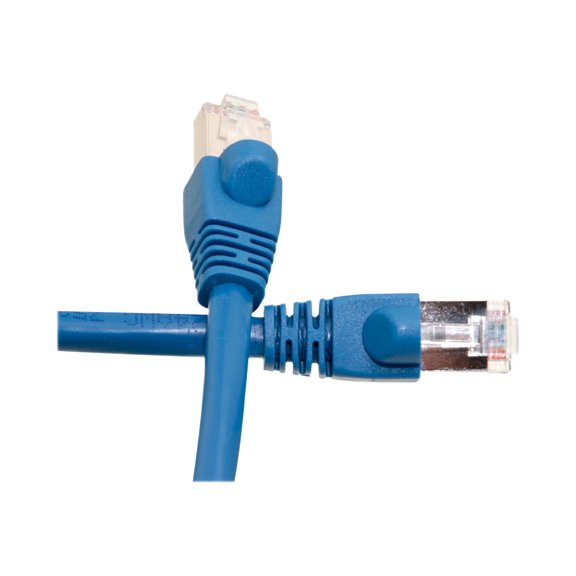 50 foot Shielded Cat6 Blue Ethernet Patch Cable, Snagless/Molded Boot 24AWG, RJ45 Gold Plate Connector, 4 Pair Stranded Copper Shielded Twisted Pair (STP) Internet Network Patch Cable, CableWholesale