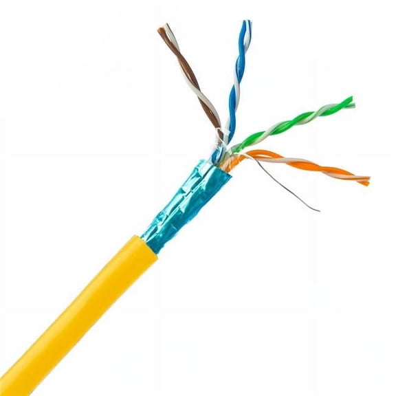 CableWholesale 11X8-581NH 1000 ft. Plenum Cat6 Bulk Solid & Shielded Cable 23 AWG & Spool - Yellow