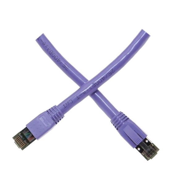 Cable Wholesale 13X8-54115 15 ft. 40Gbps 2000MHz 4-Pair 24AWG Stranded Pure Copper RJ45 Male Molded Boot Cat8 S-FTP Ethernet Patch Cable, Purple