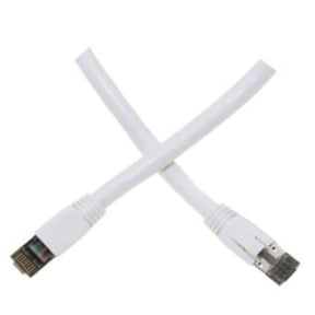 Cable Wholesale 13X8-59100.5 6 in. Cat8 White S-FTP Ethernet Patch Cable with Molded Boot, 40Gbps - 2000MHz, 24AWG Stranded Pure Copper & RJ45 Male - Set of 8