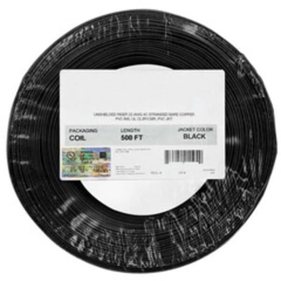 Cable Wholesale 10K4-04222BF 500 ft. - 22AWG & 4C Stranded Security & Alarm Wire with Coil Pack - CMR - Black