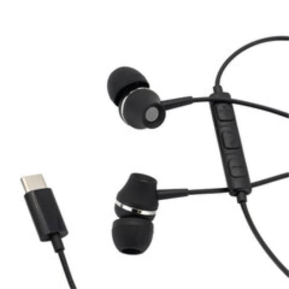 Cable Wholesale 5002-110BK USB Type C Noise Isolation Earbuds with Mic - Black