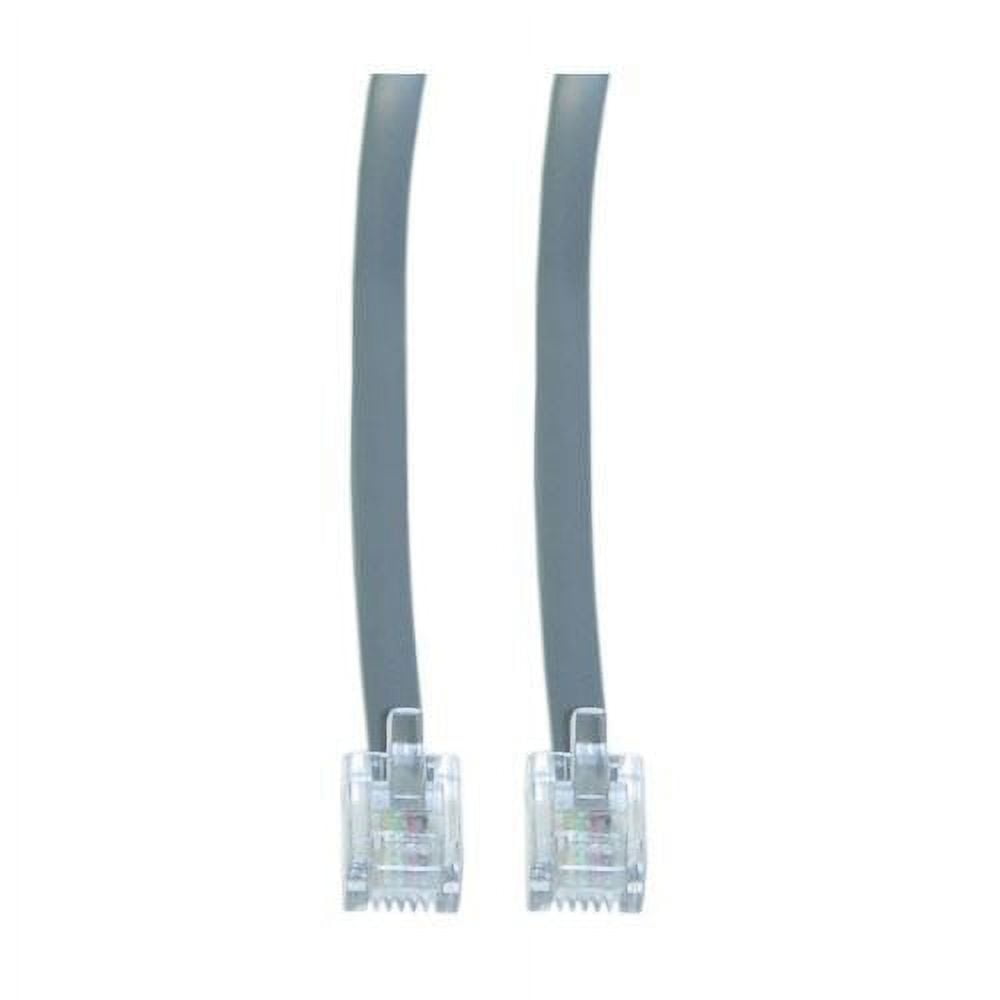 Cable Wholesale 8101-64107 7 ft. 6P & 4C Telephone Cord Data - RJ11 Silver  Satin Straight 