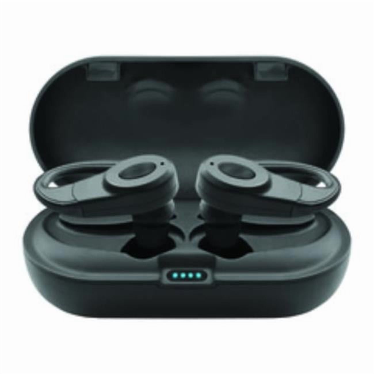 Cable Wholesale Bluetooth Wireless Earbuds with Charging Case - Over the Ear Clip - Black