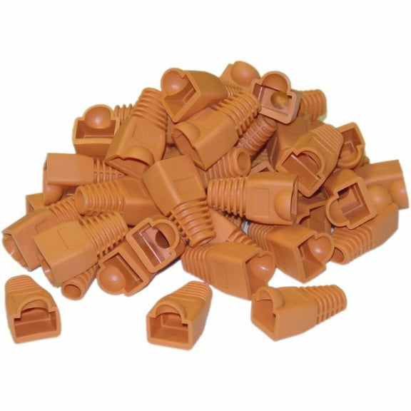 Cable Wholesale RJ45 Strain Relief Boots- Orange- 50 Pieces Per Bag