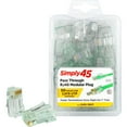 thumbnail image 1 of Simply45 Cat6 Pass Through RJ45 Crimp Connectors, Solid 23AWG/Stranded 26-24AWG, Green Tint, Clamshell 50 pieces, 1 of 9