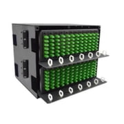 Cable Wholesale Unloaded 8U Fiber Optic Patch Panel - Capacity 24 LGX Adapter Plates & Cassettes & Modules - Black Powder Coat