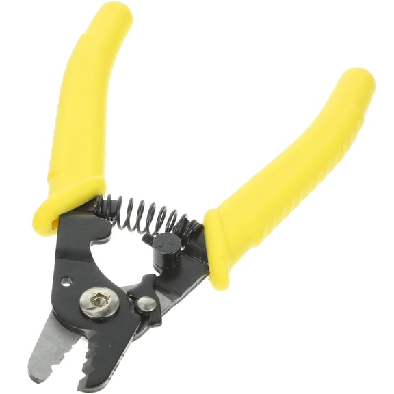 Cable Wire Cutting Pliers 3 Hole Fiber Optic Stripping Tool with Handle (Yellow)