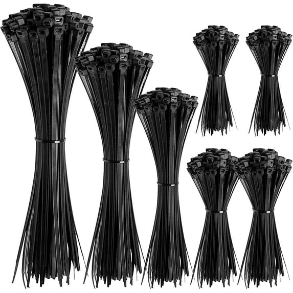 Cable Zip Ties,400 Pack Black Assorted Sizes 12+8+6+4 Inch,Multi-Purpose Self-Locking Nylon Cable Cord Management ,Plastic Wire Ties for Home,Office,Garden,Workshop. By HAVE ME TD