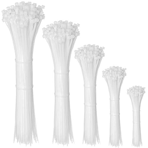 Cable Zip Ties,600 Piece SelfLocking Nylon Cableties Assorted Sizes 4