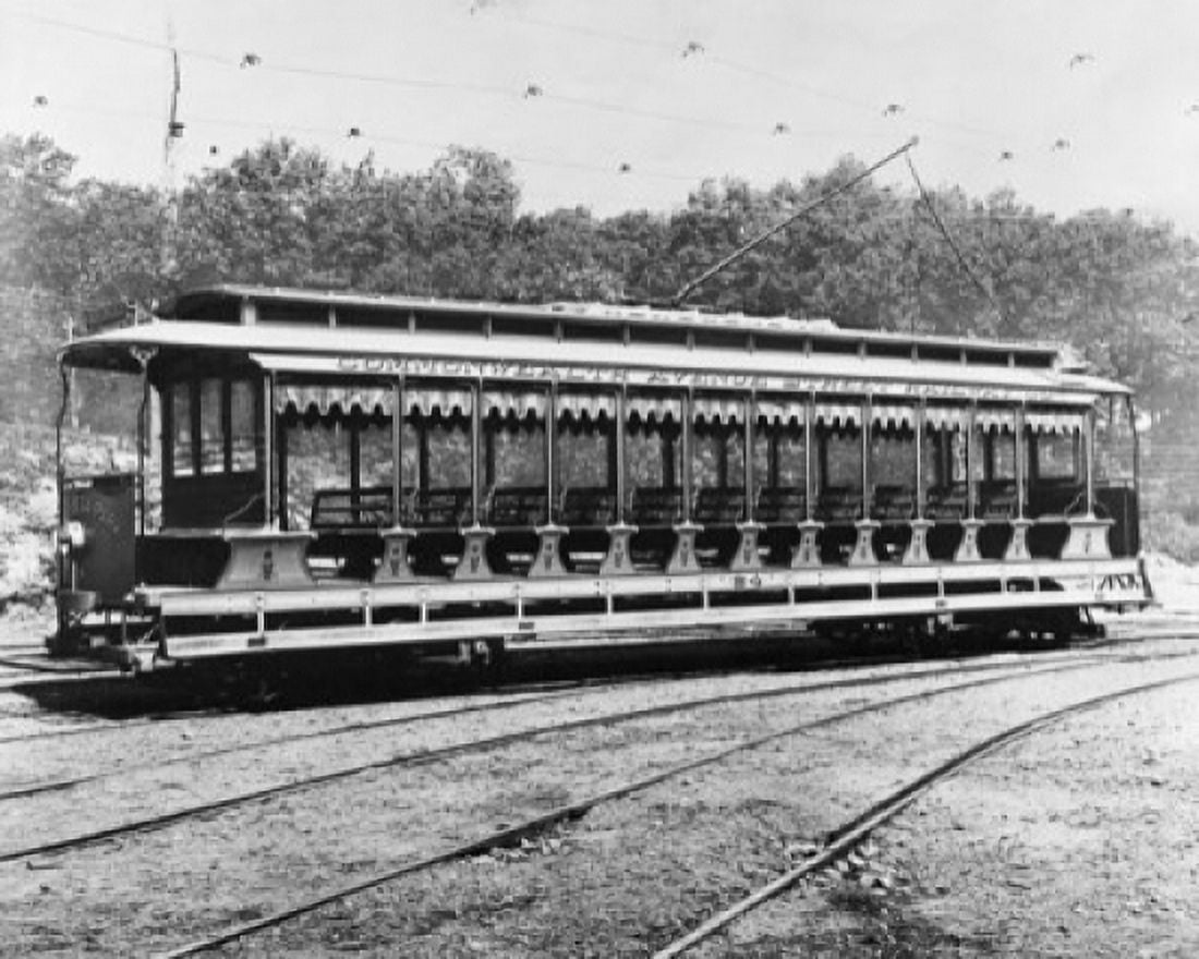 Cable car moving on a railroad track Canvas Art - (24 x 36)