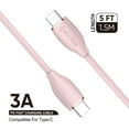 thumbnail image 1 of Cable for Type C to Type C (5FT /1.5M) 3A PD Fast Charging Thick TPE Cable Charger Data Transfer Cord for Android /ios /Type-C [Type C - Type-C] Pink, 1 of 8