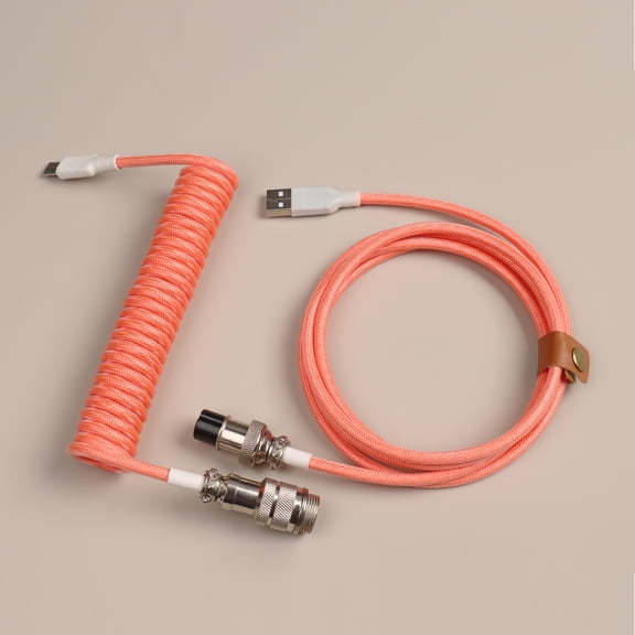 Cable with Gx16 Aviation Connector Usb to Type c Keyboard Coiled Cable Usb-c Data Cable Plug for Mechanical Keyboard