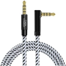 CableCreation 3.5mm Audio Stereo Aux Auxiliary Cable 3ft, Angle 3.5mm Male to Male TRRS Braided Audio Cord for Headphone, Speaker, Cellphone, Tablet, Car Stereo