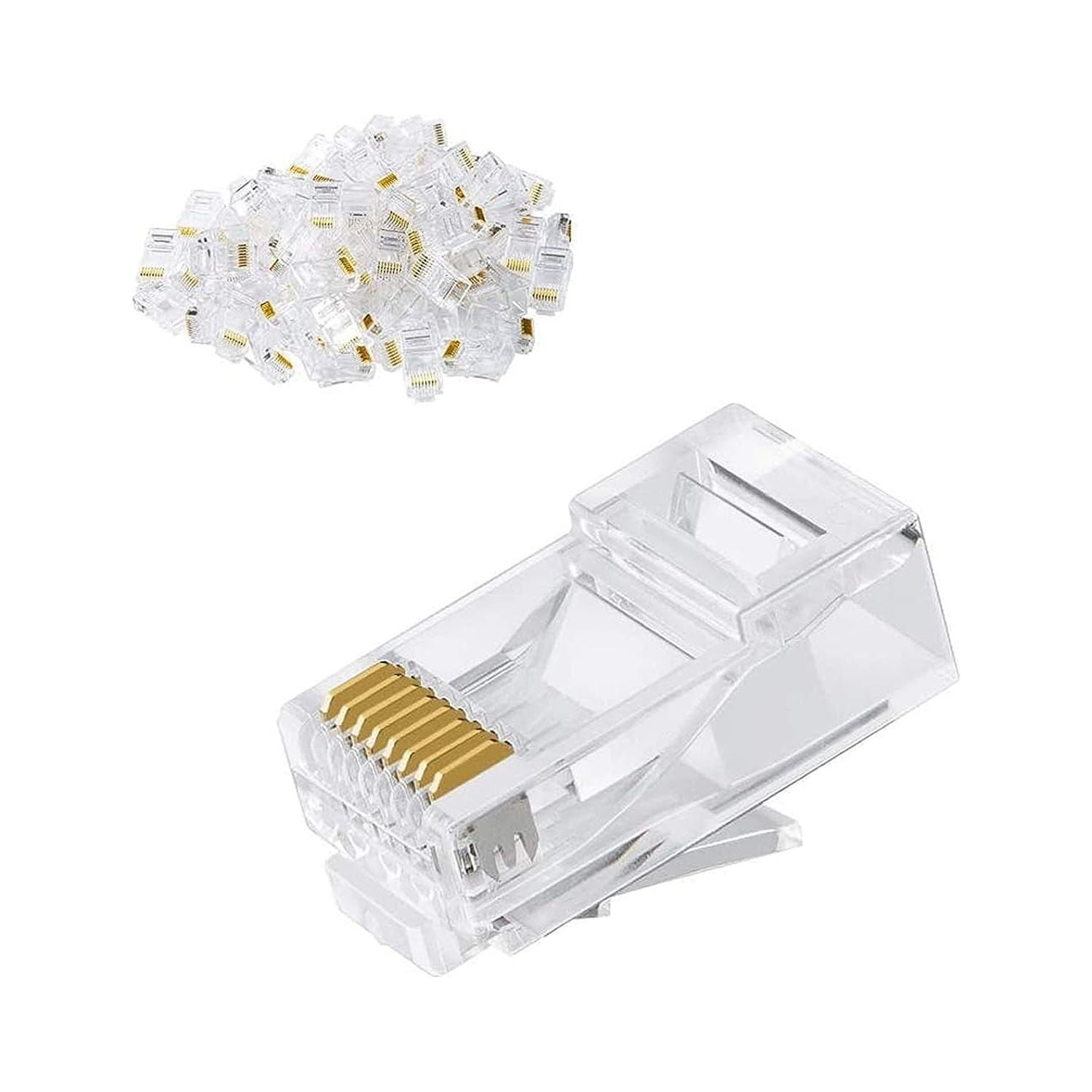 RJ45-CAT6WG Pack of 100, RJ45 Connector with Guide for CAT6 Cable