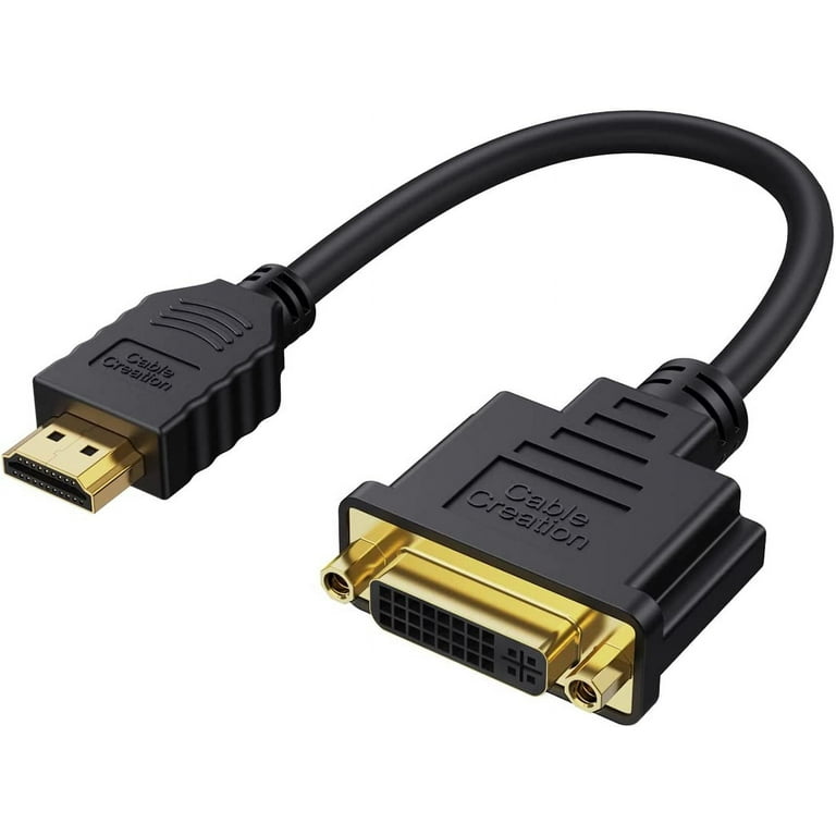 HDMI to DVI Cable, CableCreation Bi-Directional HDMI male to DVI(24+5) Female Adapter, 1080p DVI to HDMI Conveter, 3D, 0.15m Black Compatible with