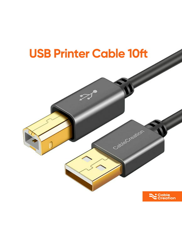 CableCreation USB Printer Cable 10ft, 2.0 USB A to B High Speed Scanner Cable for Hp, Canon, Brother, Samsung, Dell, Epson, Lexmark, Xerox, Piano, Dac CyberPower, Fujitsu, Logear,Panasoni
