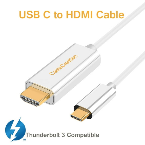 CableCreation USBC to HDMI Cable 6FT, USB Type C to HDMI 4K Cable Adapter, Compatible with MacBook Pro 2020/2019, Mac Mini, iMac 2017, Chromebook Pixel, XPS 13, Galaxy S20/S10, 1.8M White