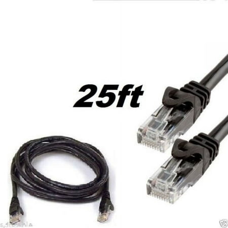 CableVantage 25ft Cat 6 CAT6 Patch Cord Cable 500mhz Ethernet Internet Network LAN RJ45 UTP 25 ft Black
