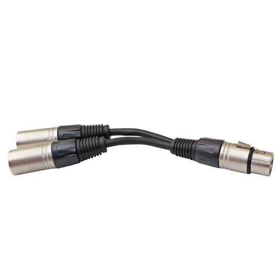CableVantage 3pin XLR FEMALE jack to dual 2 MALE plug Y SPLITTER cable adaptor 1 ft foot cord