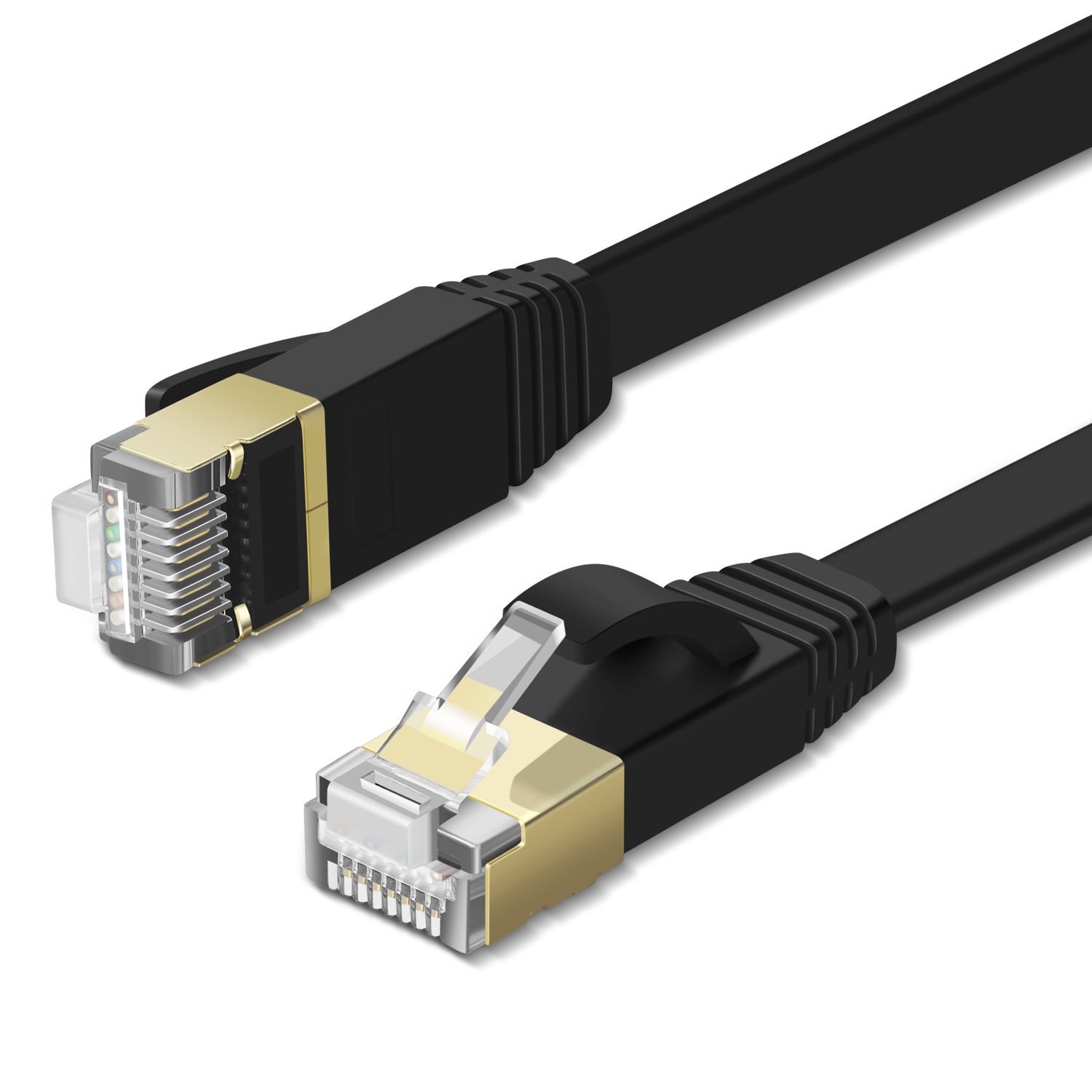 Cat7 Ethernet Cable 75FT Black, Intelart Network cord Cat-7 Flat RJ45 ...