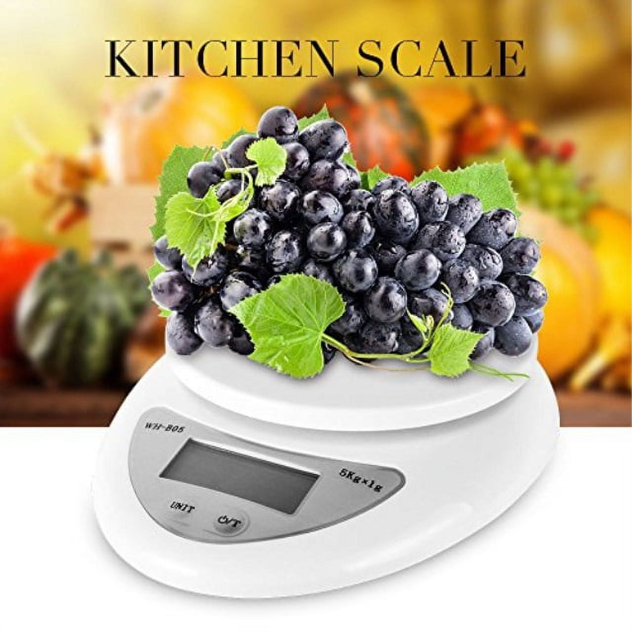 CableVantage Digital Kitchen Scale 15000g Diet Food Compact Kitchen Scale  0.1 176oz Kitchen Scale Diet Food Balance White