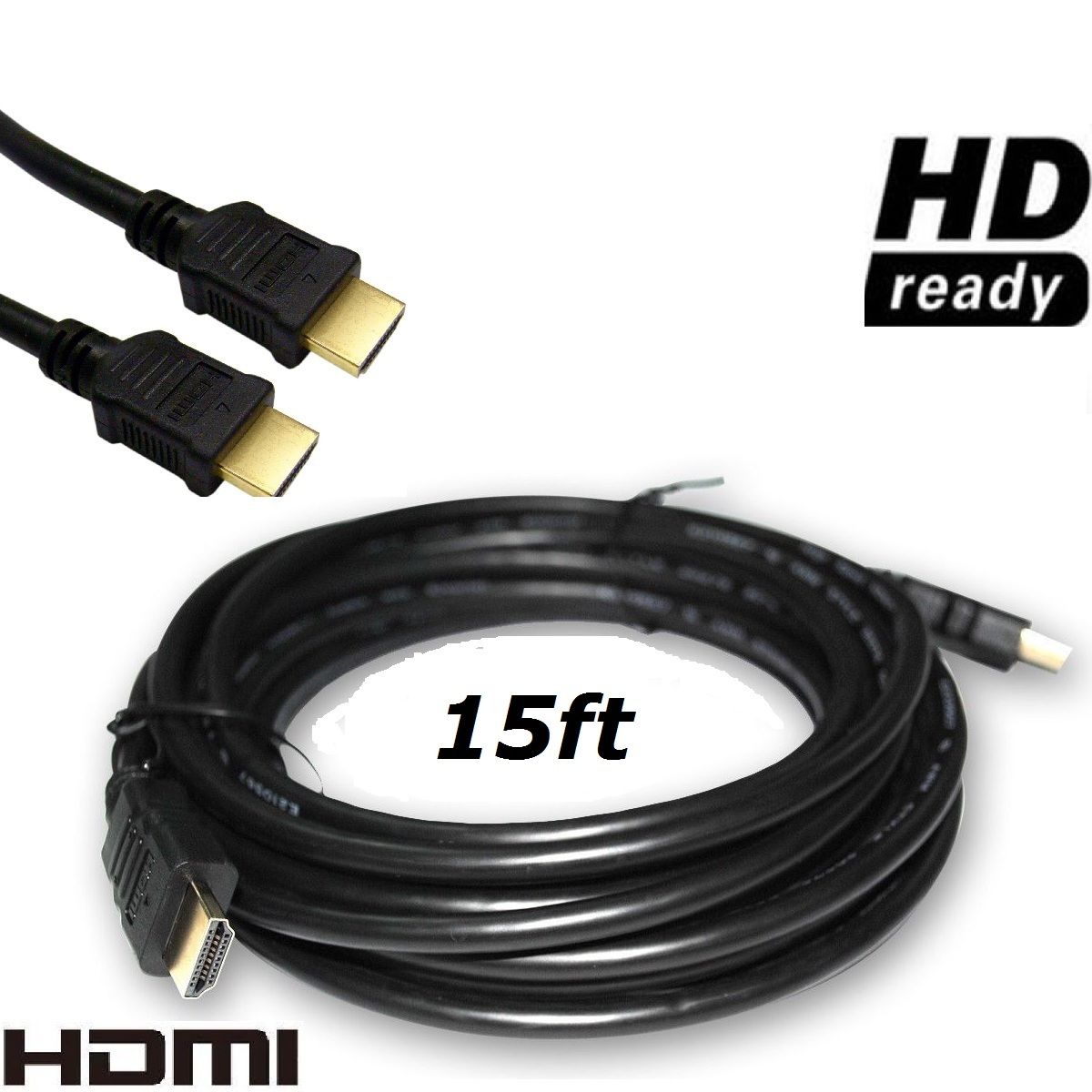 CableVantage HDMI Cable Cord For TV HDTV Xbox Xbox 360 Xbox One PS3 PS4 HD Wii U LCD Plasma Blu-ray DVD Player 3FT 6FT 10FT 15FT 25FT 30FT 50FT 75FT 100FT BLACK - image 1 of 1