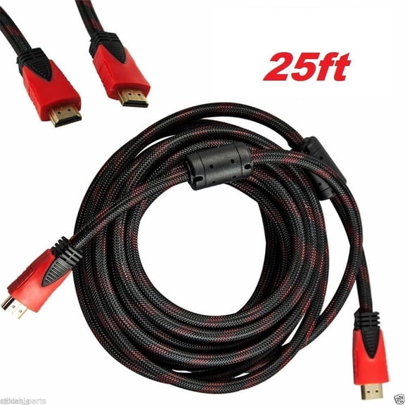 CableVantage HDMI Cable Cord For TV HDTV Xbox Xbox 360 Xbox One PS3 PS4 HD Wii U LCD Plasma Blu-ray DVD Playe 25FT red