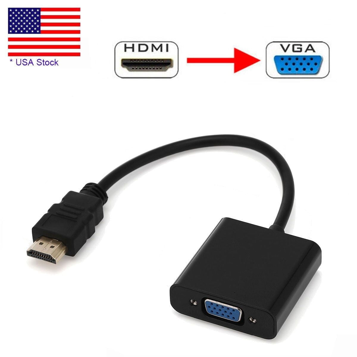 Câble HDMI vers VGA Converter, 1,8m/5.9ft 1080P HDMI mâle vers VGA mâle 15  broches M/M connecteur câble adaptateur pour Laptop HDTV HDVD PS3, Câbles  HDMI de transmission à sens unique