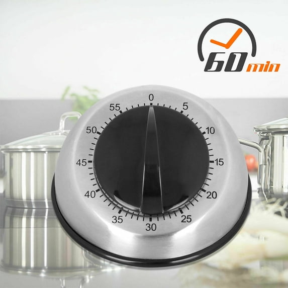 Cablevantage Kitchen Timer Silver Mechanical 60-Minute Wind Up Bell ...