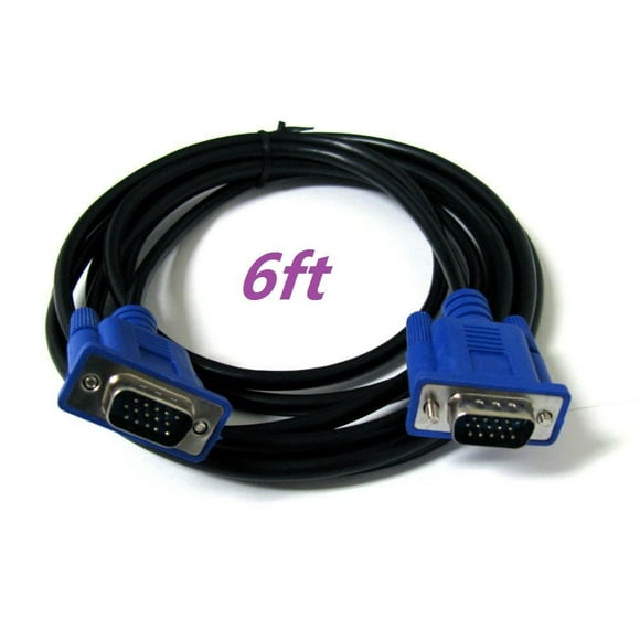 CableVantage New 6ft 15 PIN Blue VGA 100ft VGA Monitor M/M Male to Male Cable CORD FOR Monitor PC TV 6 ft Blue
