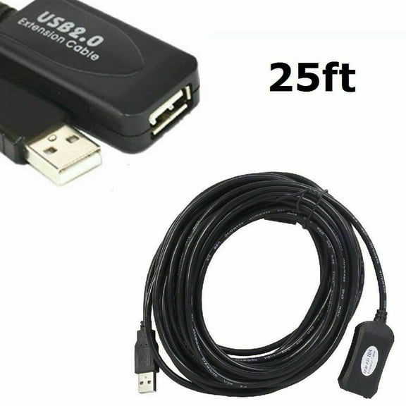 CableVantage USB 2.0 25ft 25 Feet A Male to A Female Extension Extender Cable Cord Black US