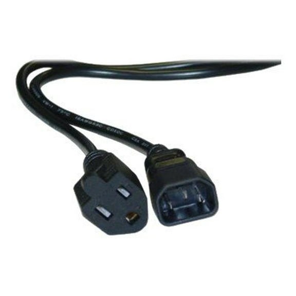 CableWholesale 10W1-05203 Power Cord Adapter Black C14 to NEMA 5-15R 10 Amp UL CSA rated 3 foot