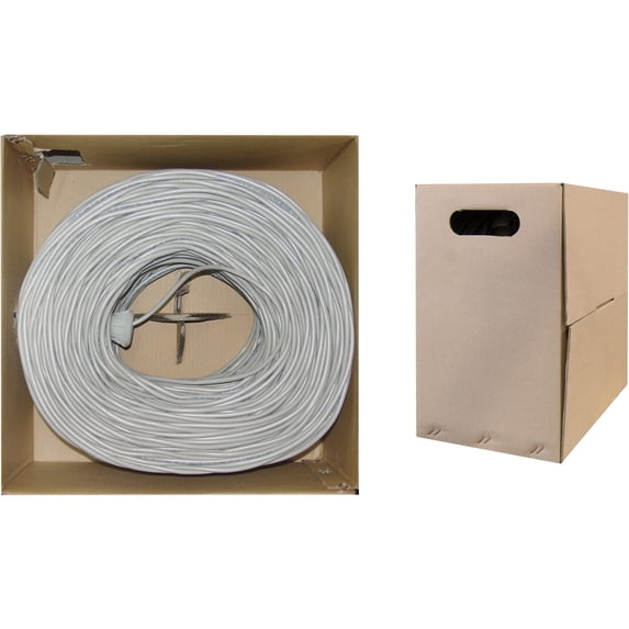 1000 Foot Bulk Cat5e Ethernet Cable, 24 AWG, ETL Listed, 4 Pair Stranded Copper, Foil Shielded Twisted Pair(STP) with Pull Box, Gray, CableWholesale