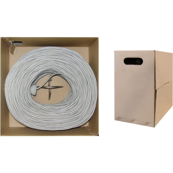1000 Foot Bulk Cat5e Ethernet Cable, 24 AWG, ETL Listed, 4 Pair Stranded Copper, Foil Shielded Twisted Pair(STP) with Pull Box, Gray, CableWholesale