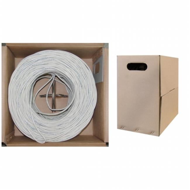 1000 Foot Bulk Cat5e Ethernet Cable, 24 AWG, ETL Listed, 4 Pair Solid Bare Copper, Foil Shielded Twisted Pair(STP) with Pull Box, White, CableWholesale