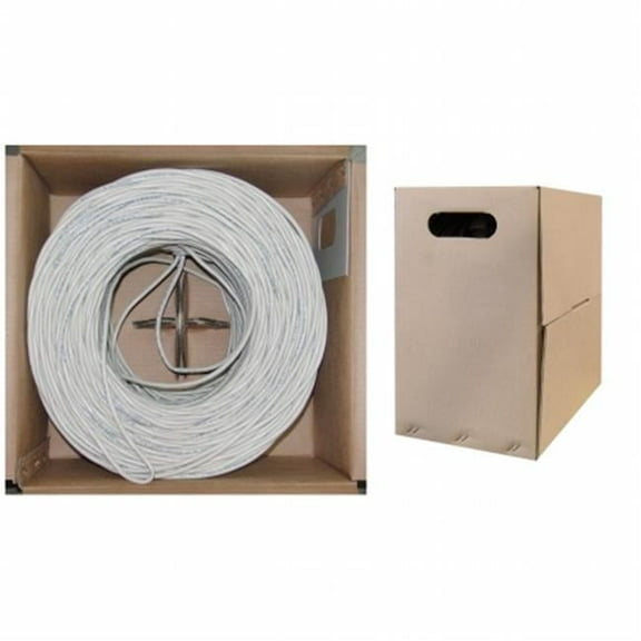 1000 Foot Bulk Cat5e Ethernet Cable, 24 AWG, ETL Listed, 4 Pair Solid Bare Copper, Foil Shielded Twisted Pair(STP) with Pull Box, White, CableWholesale