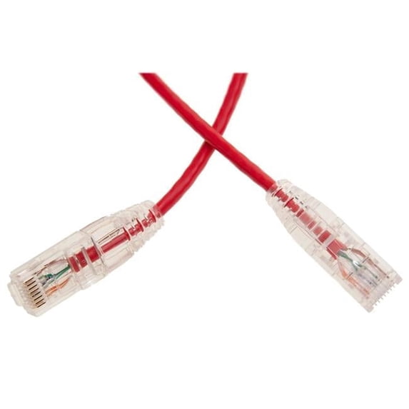 CableWholesale 13X6-67103 Cat6a Slim Ethernet Patch Cable, Snagless & Molded Boot, Red - 3 ft.