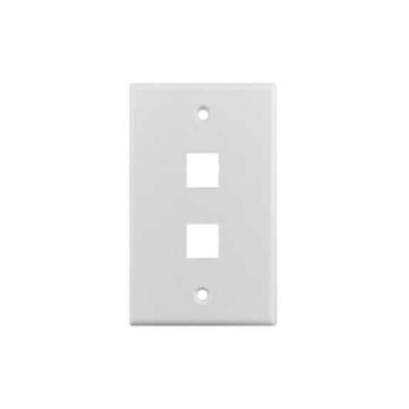 CableWholesale S45-3202W-25 2 Port Keystone Wall Plate - White - Pack of 25