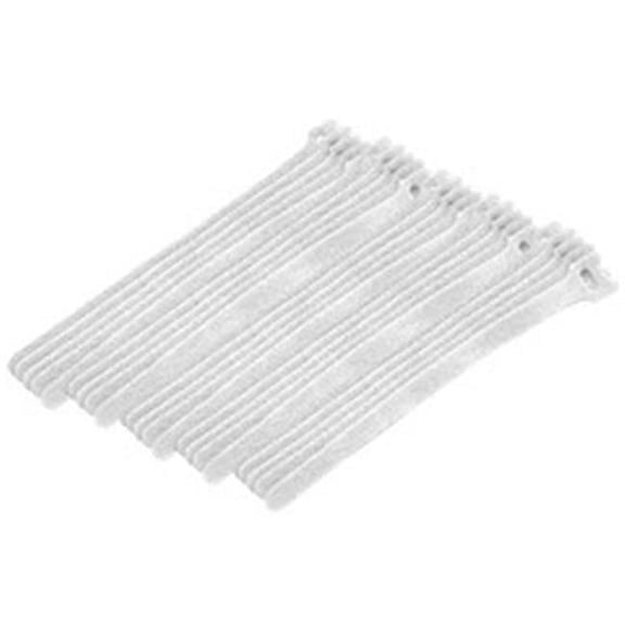 CableWholesale 30CT-09180 0.50 x 8 in. White Hook & Loop Cable Strap with Eye - Pack of 25