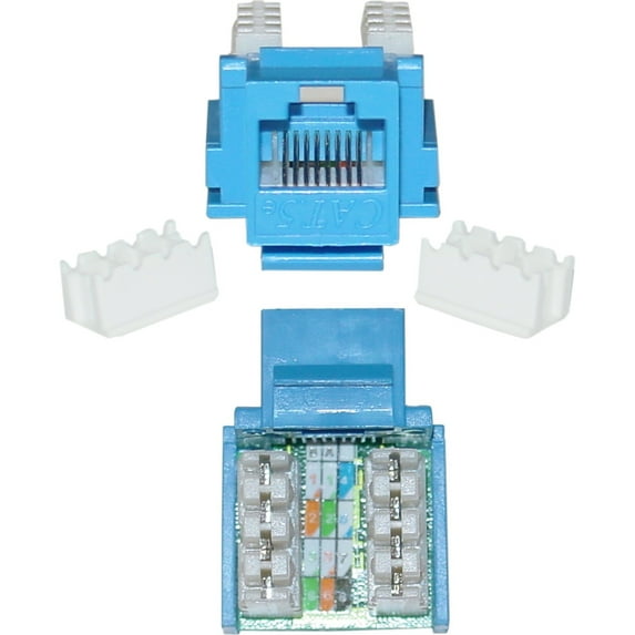 CableWholesale 310-120BL Cat5e Keystone Jack Blue RJ45 Female to 110 Punch Down