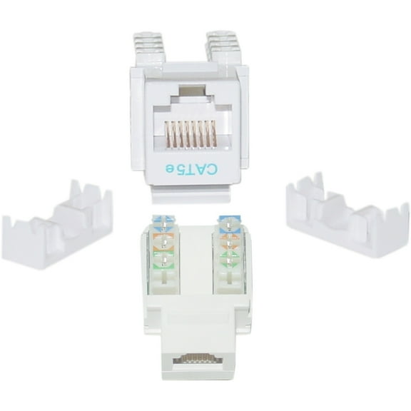 CableWholesale 310-120WH Cat5e Keystone Jack White RJ45 Female to 110 Punch Down