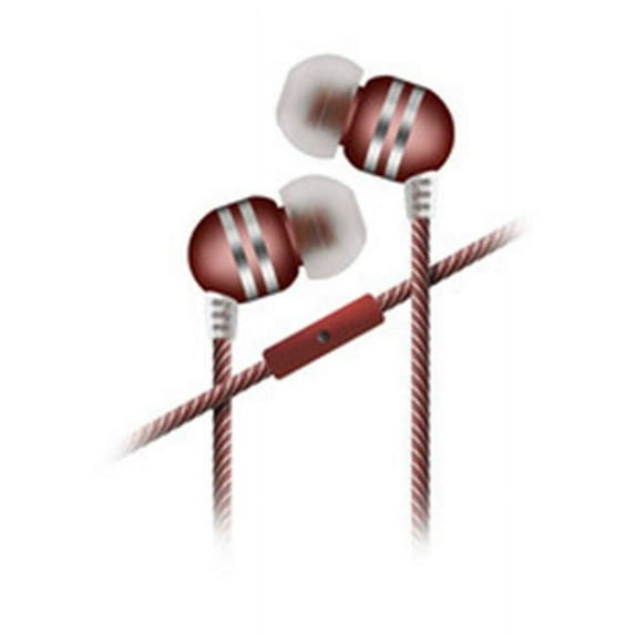 CableWholesale 5002-122RS 4 ft. Stinger Metallic Finish Stereo Earbuds with Microphone - Nylon Braided Cloth Cord, Rose